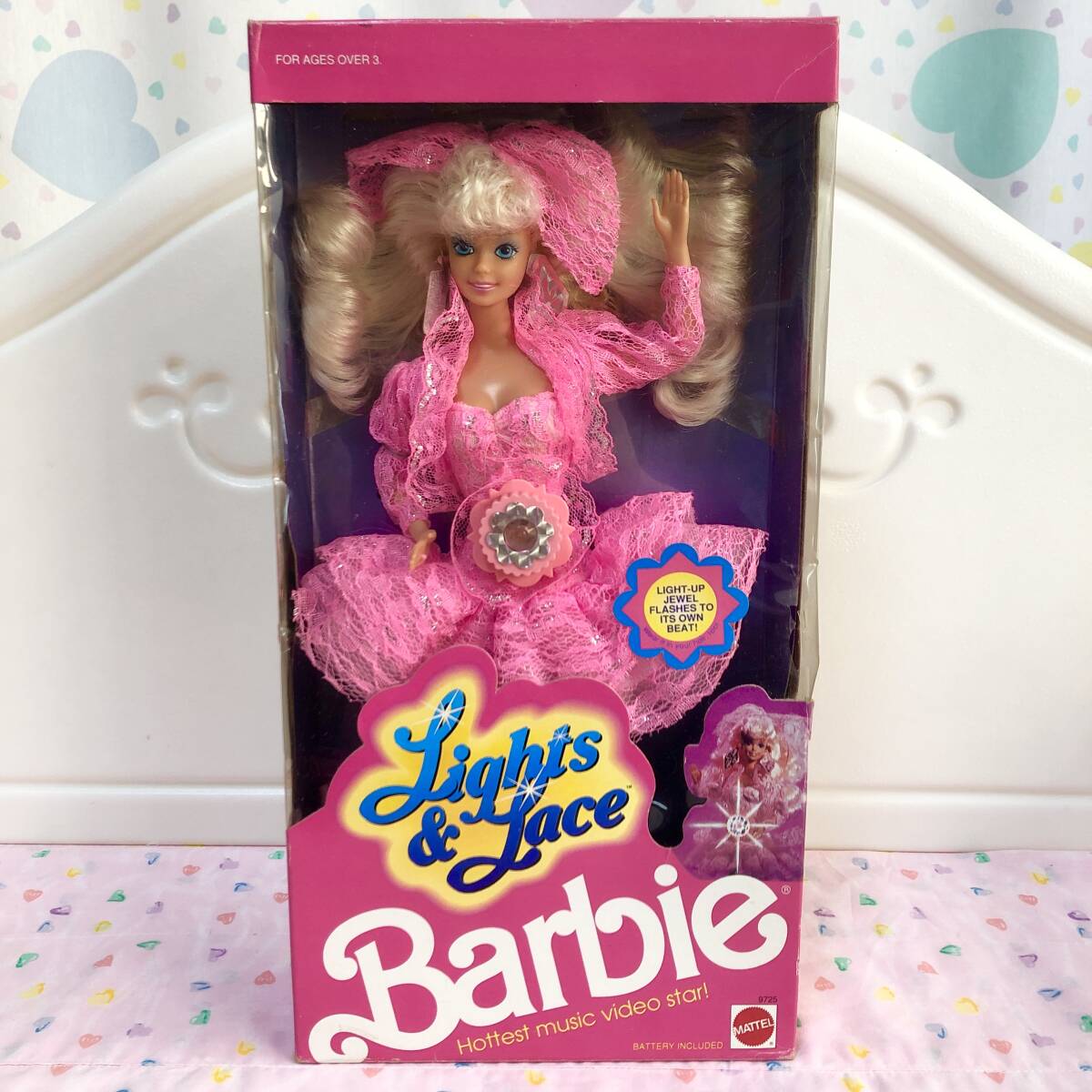 バービー 人形 新品未開封 レア Barbie Doll Mattel Lights and Lace ピンクボックス ヴィンテージ Vintage ファンシートイ アメトイ_画像1