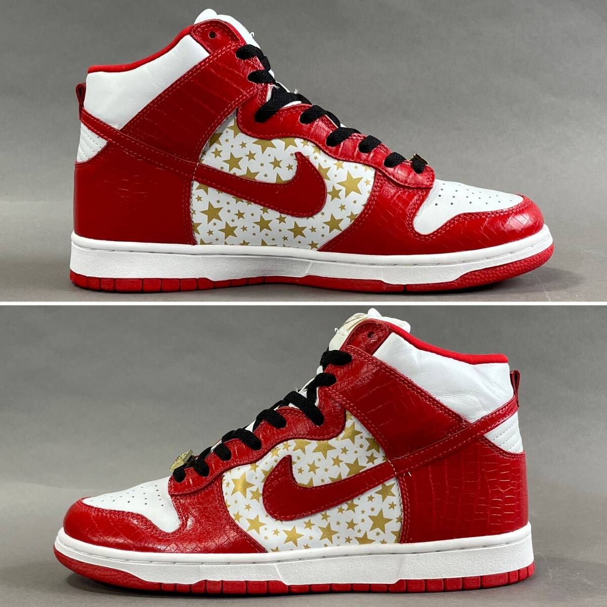 MS1062 未使用 SUPREME x NIKE コラボ DUNK HIGH PRO SB ダンクハイプロSB 307385 161 箱・紐付き (検)シュプリーム ナイキ 赤 白 星_画像10