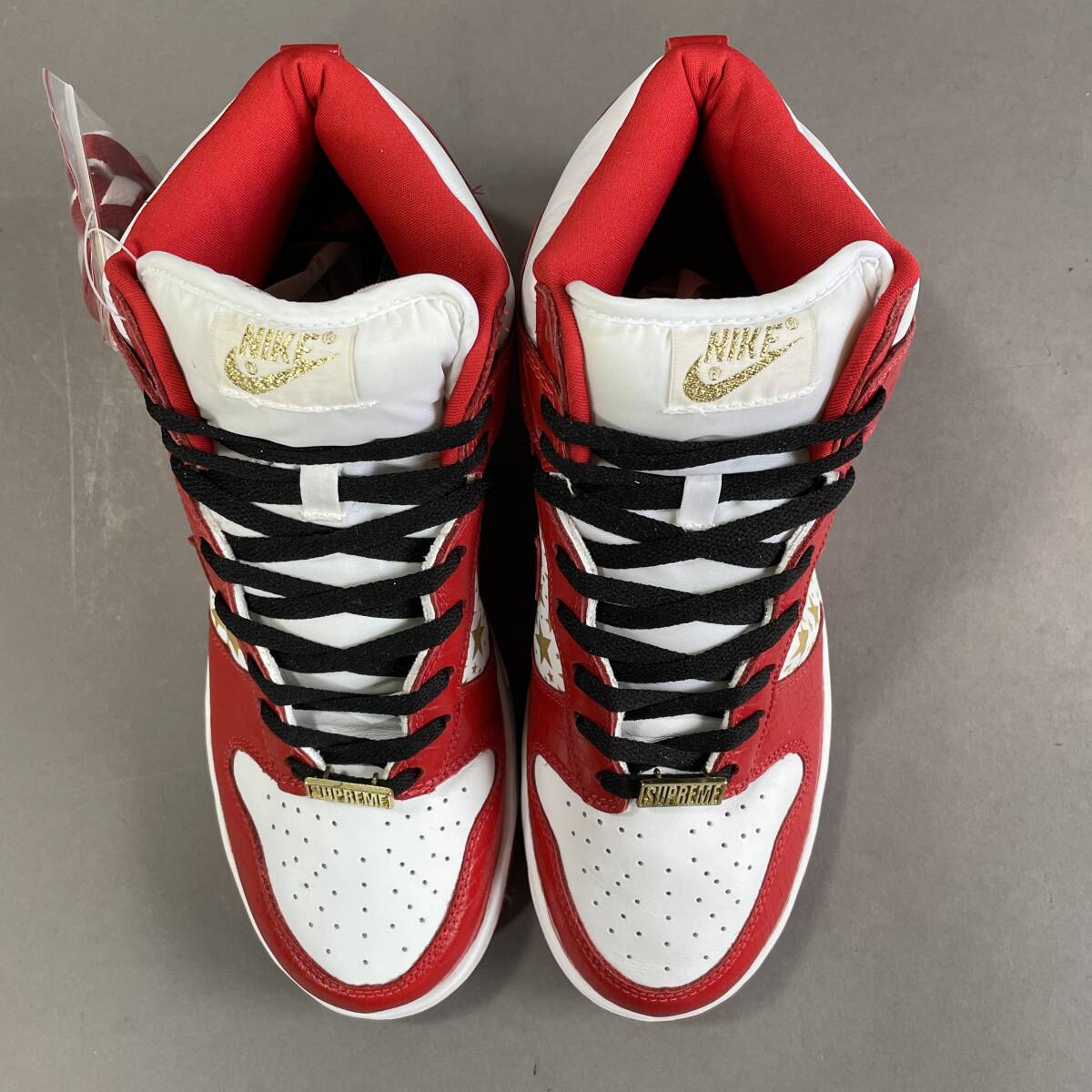 MS1062 未使用 SUPREME x NIKE コラボ DUNK HIGH PRO SB ダンクハイプロSB 307385 161 箱・紐付き (検)シュプリーム ナイキ 赤 白 星_画像7