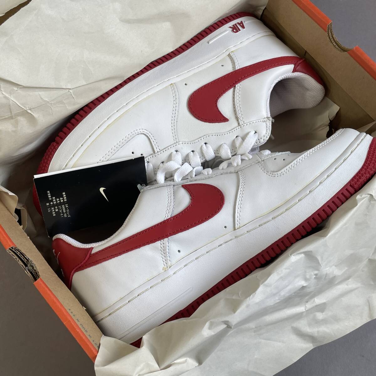 MS1082 未使用 NIKE ナイキ AIR FORCE 1 LOW エアフォース1 ロー 27.5cm 箱・タグ付き WHTE/VARSITY RED (検)赤 白 ローカットの画像3