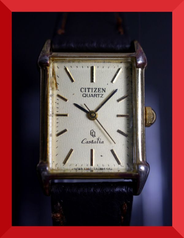 シチズン CITIZEN カスタリア CASTALIA クォーツ 3針 4-751183 女性用 レディース 腕時計 x506 稼働品_画像1