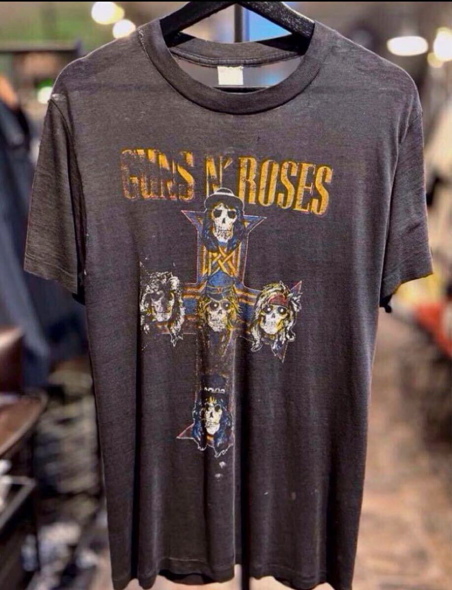 【80sヴィンテージ】GUNS N' ROSESガンズアンドローゼズ Appetite for Destruction アペタイトブートロックバンドTシャツsizeL/90−00s古着_画像3