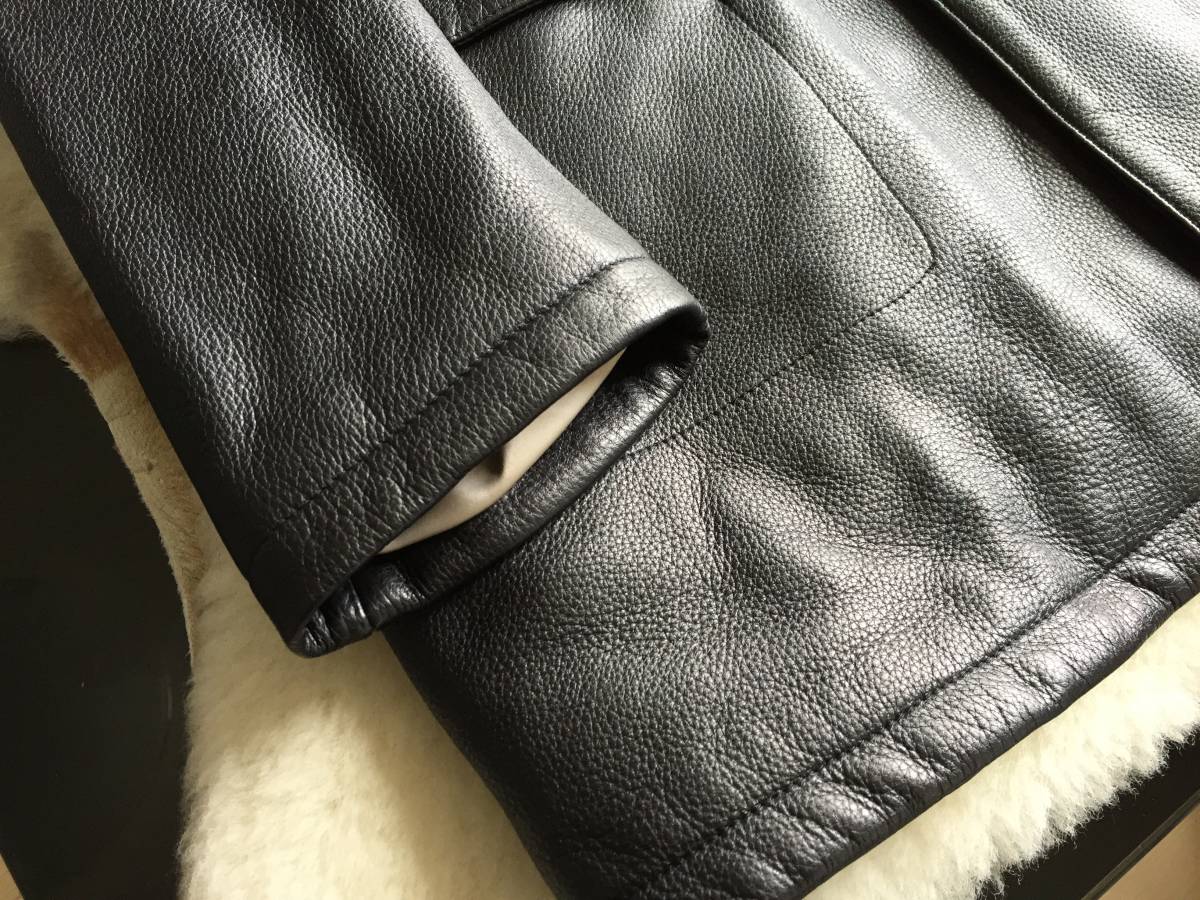 即決 極美品 Loro Piana ロロピアーナ(メンズ)最高峰 ディアスキン レザーハーフコート(内側カシミヤ100%)Mサイズ