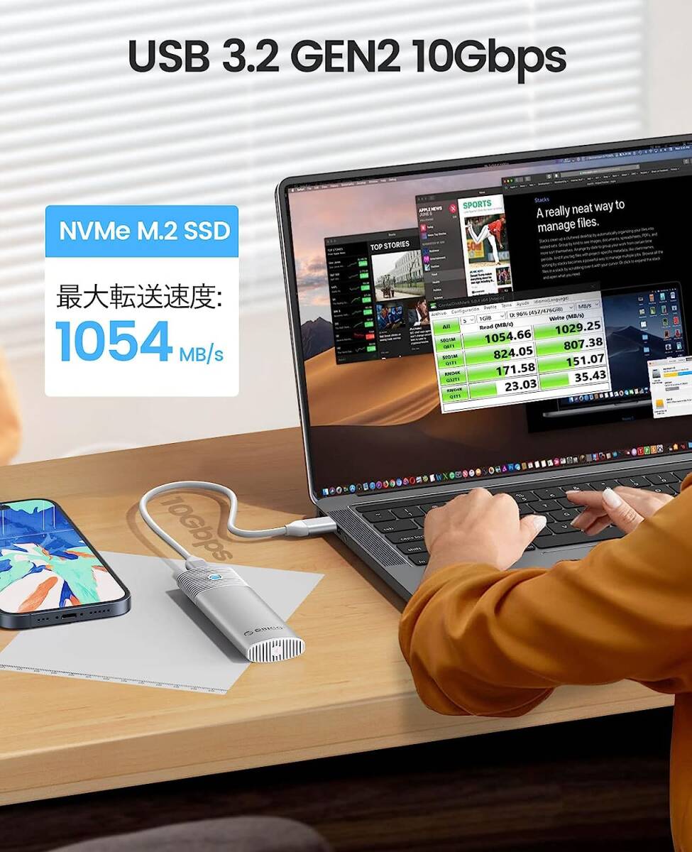 ORICO M.2 SSD 外付けケース M.2 NVME/PCIE SSD ケース 10Gbps USB C SSD ケース USB 3.2 M.2 NVMe ケース