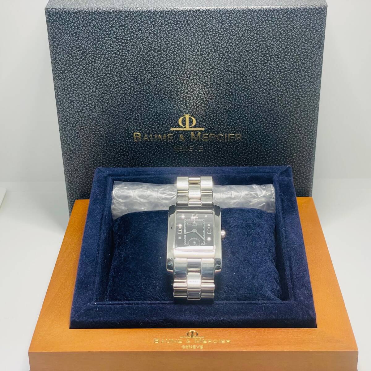 ジャンク品 BAUME＆MERCIER ボーム＆メルシエ GENEVE MV045063 黒文字盤 共箱 1円 から 売り切り