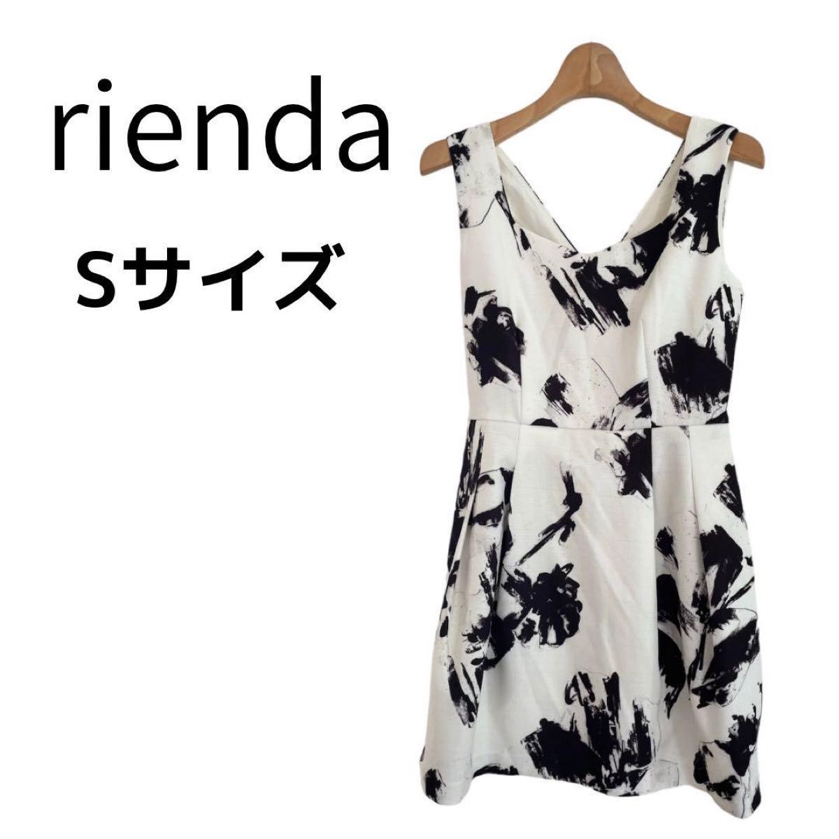 【美品】 rienda リエンダ ミニワンピース 花柄 モード ノースリーブ S ワンピース ノースリーブワンピース