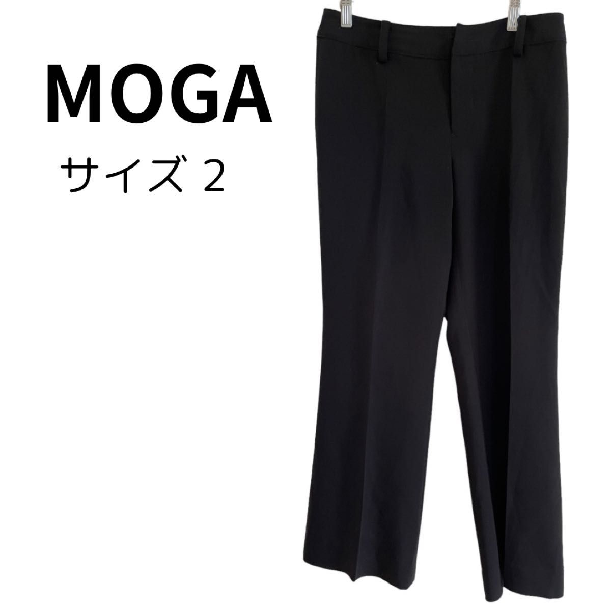 MOGA モガ スラックス パンツ ブラック ゆったり ワイドパンツ  スラックス センタープレス  黒 ボトムス