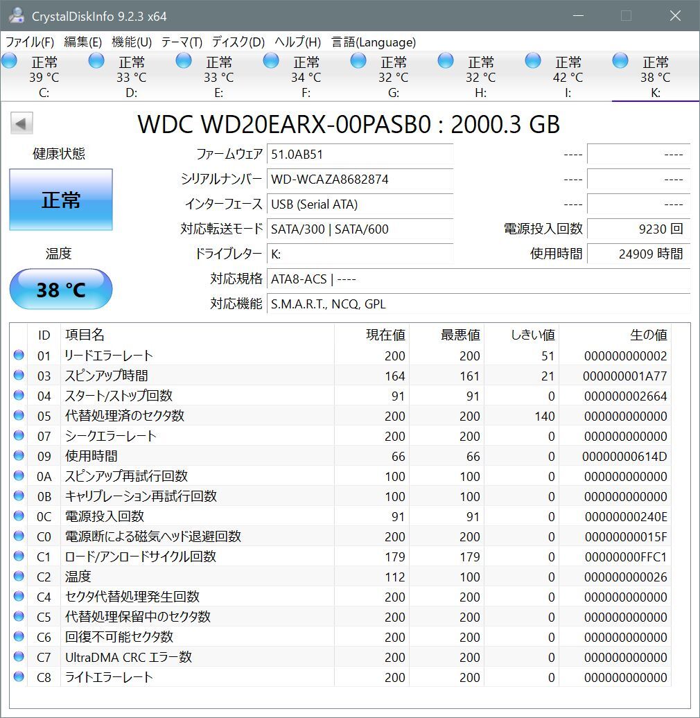 【2TB HDD】WD ウエスタンデジタル WD20EARX ハードディスク Western Digital WD Green グリーンの画像5