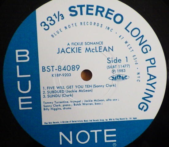 S48 ] JACKIE McLEAN [A FICKLE SONANCE] BST-84089(K18P-9203)の画像5
