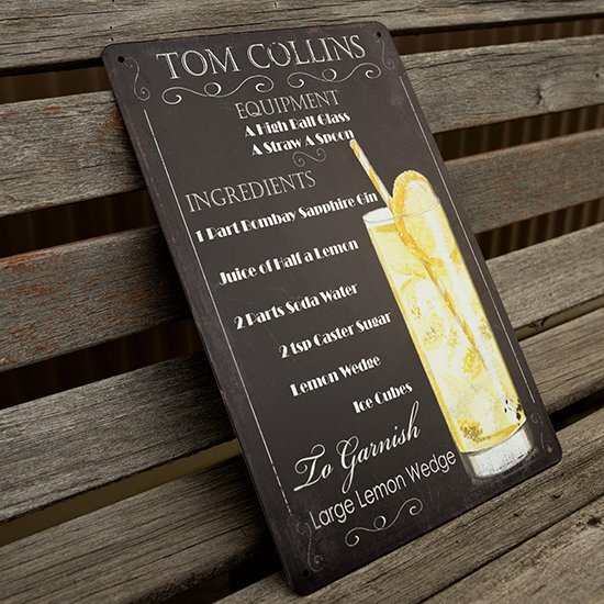 [ жестяная пластина табличка ] Tom Collins Tom Collins коктейль BAR гараж retro способ интерьер магазин Cafe стена украшение 20cm×30.( бесплатная доставка!)