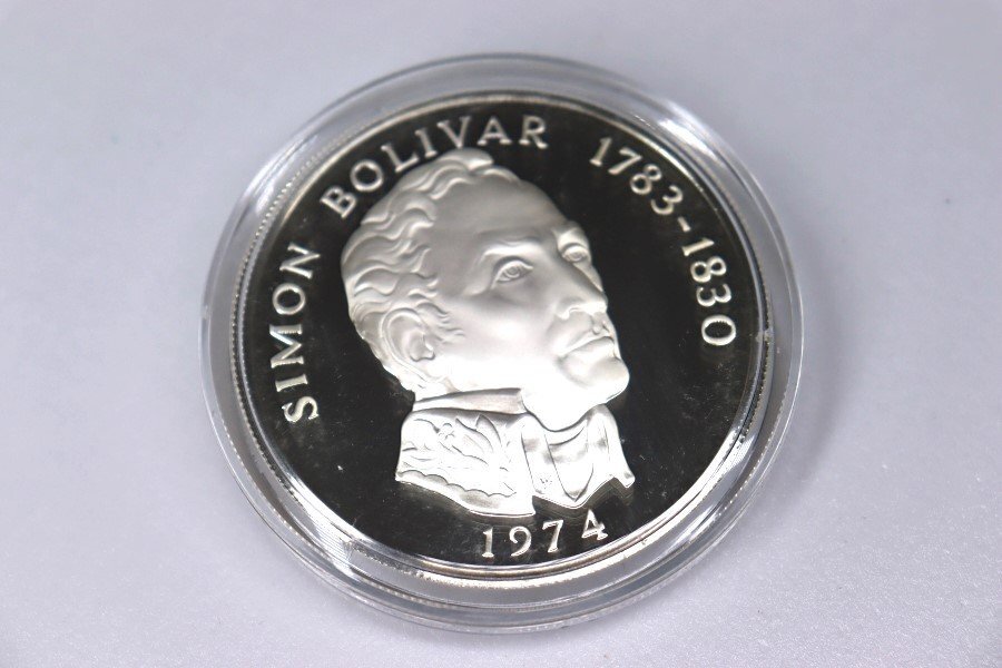 パナマ共和国 20バルボア 銀貨 1974年 SILVER925 SV 重量129.5g 貨幣 銀 記念硬貨 コイン g201の画像3