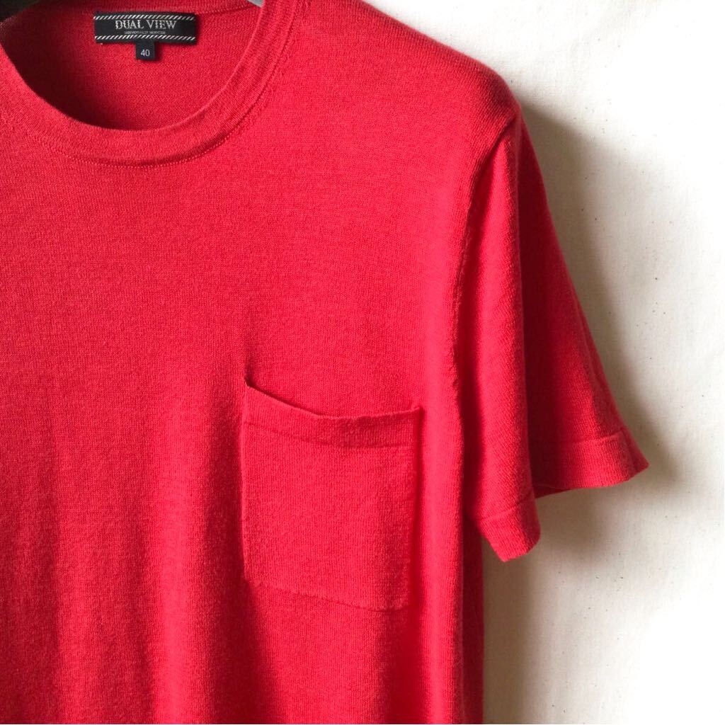 DUAL VIEW ニット カットソー トップス Tシャツ シルク コットン 赤 綿 絹 レッド デュアルビュー 半袖 40_画像4