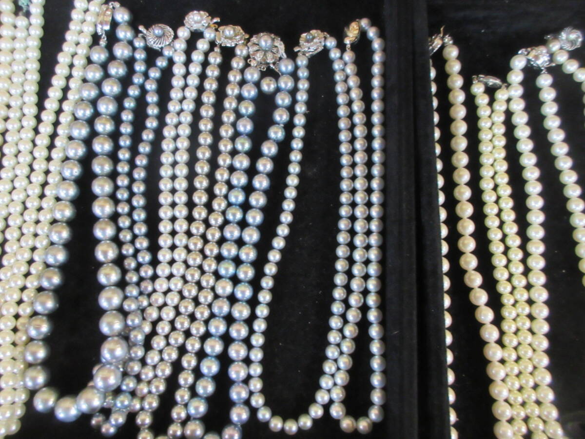 1357 1円～ パールアクセサリーまとめ 約1kg ネックレス アクセサリー パール 真珠 イミテーション 中古品の画像4