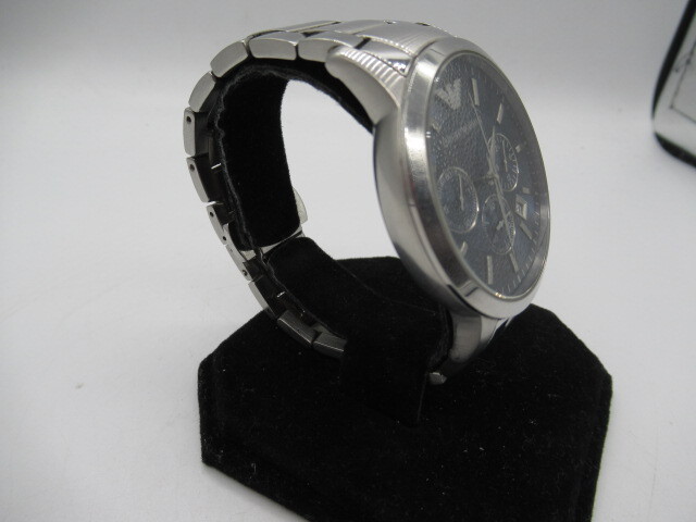 1363 EMPORIO ARMANI 腕時計 AR2448 エンポリオアルマーニ クオーツ アナログ ラウンド クロノグラフ ブルーシルバー 稼働品 譲渡品の画像3