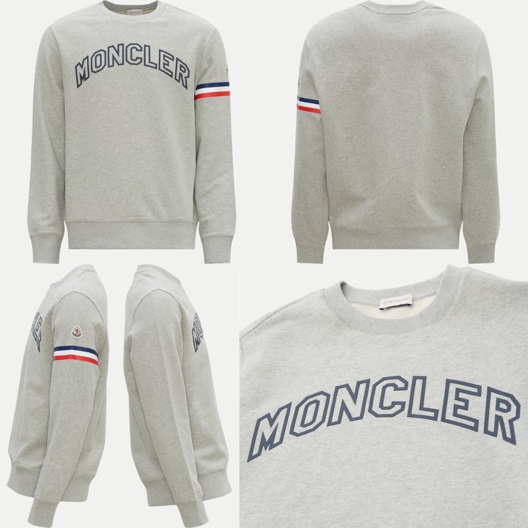 定価10万円！未使用タグ付き・本物保証☆ MONCLER トリコロールアクセント スウェット トレーナー Lサイズ グレー色