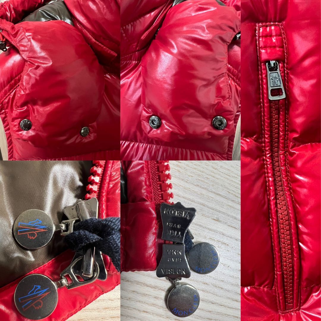 定価20万円！！新品未使用タグ付き☆MONCLER BORMES ボルム ダウンベスト TG3 レッド色 赤色 Lサイズ フード脱着可能 2WAY着用人気モデル_画像7