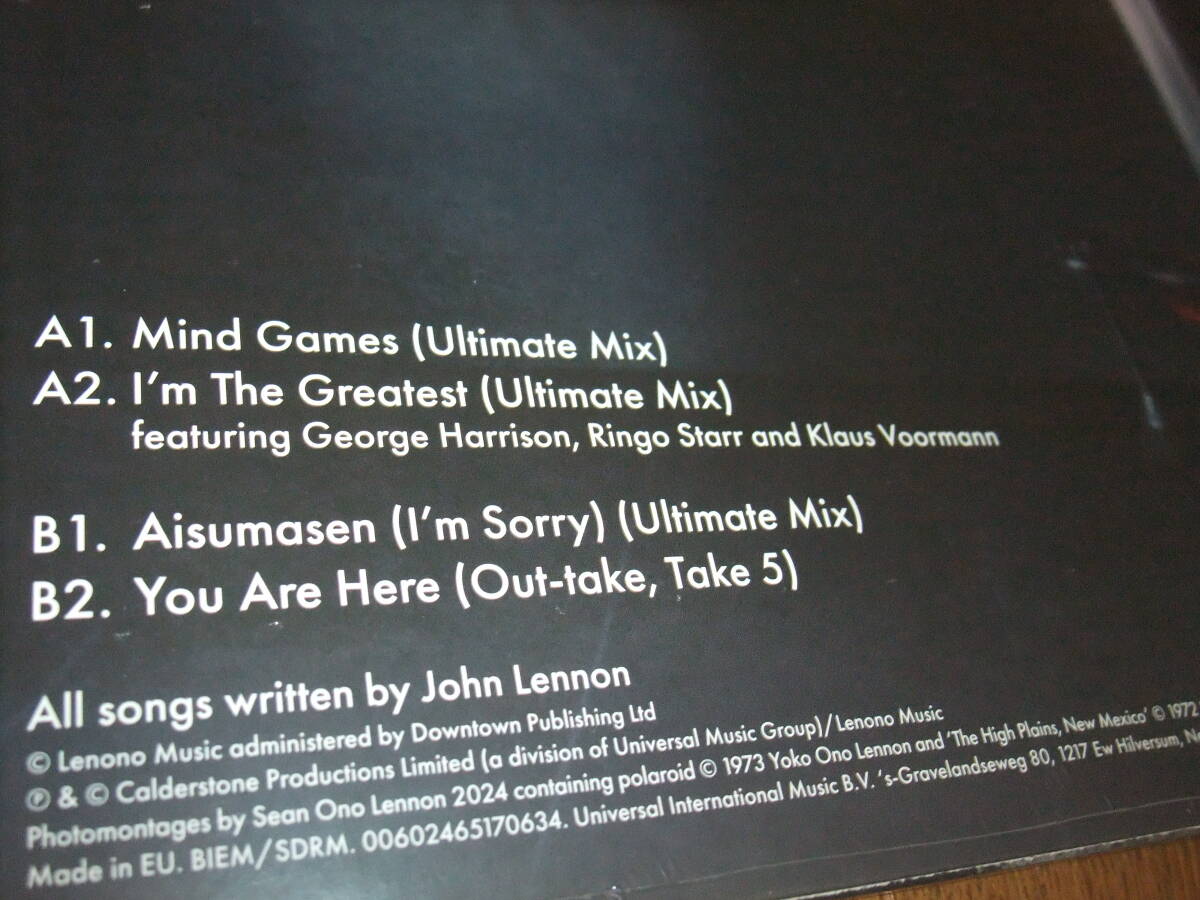 新品 未開封 MIND GAMES EP / JOHN LENNON AUDIOPHILE BLACK 180G VINYL RECORD STORE DAY RSD限定盤 ジョン・レノン 12インチ アナログ_画像5