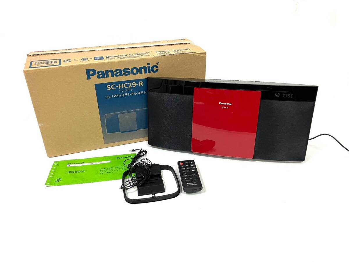 【通電のみ確認済】Panasonic/パナソニック コンパクトステレオシステム SC-HC29-R レッド 赤 CD Bluetooth ミニコンポ (48352K8)の画像1