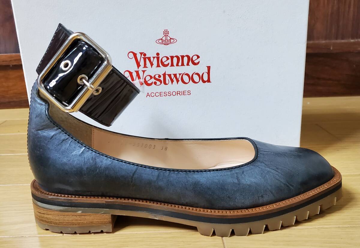 ヴィヴィアンウエストウッド パンプス プラットフォーム レザー シューズ 靴 23cm 黒 グレー 38_画像3