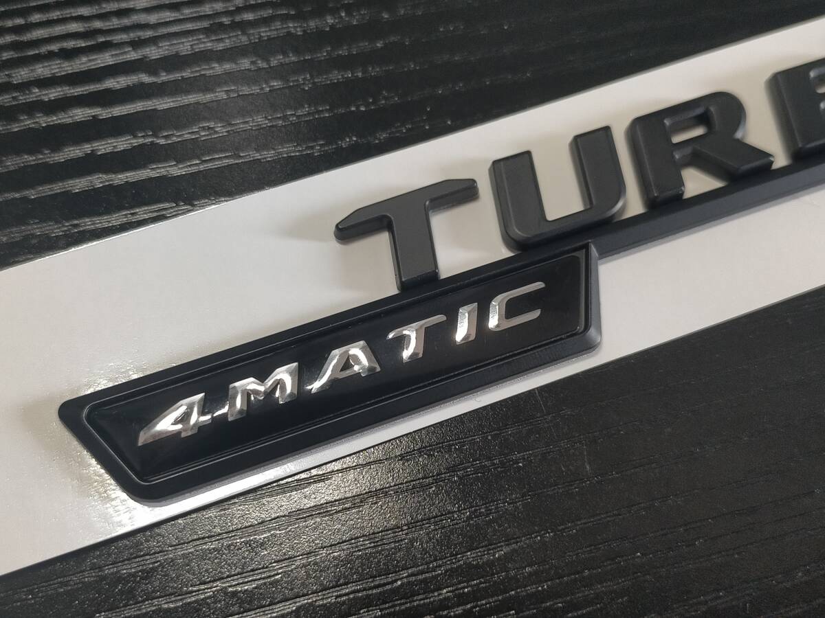 ネコポス送料無料TURBO 4MATIC ステッカー 黒 メルセデスベンツ エンブレム 立体 ステッカー サイド フェンダー マットブラック 左右セット_画像3