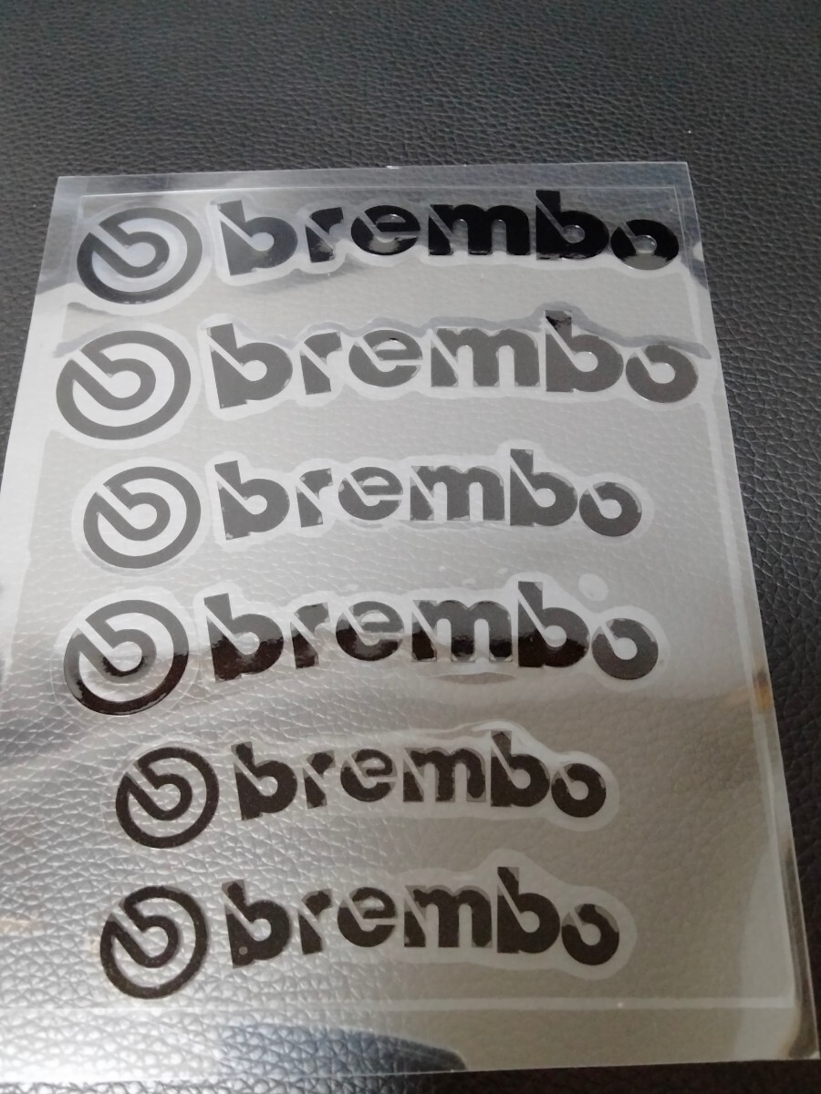 黒1枚～ネコポス送料無料 湾曲 6枚セット brembo ブレンボ 耐熱ブレーキキャリパー ステッカー 文字だけ残る シール エンブレムの画像1