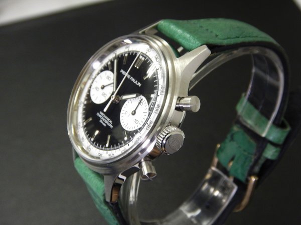 6075 美品売切り☆ PIERRE PAULIN Panda Chronograph Pilot Watch T-P-001 21石 Merkur ピエールポーリン クロノ 手巻き メンズ 腕時計の画像2