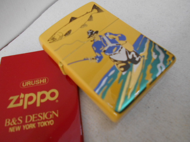 ウルシ仕上げ B&S デザイン フィシャーマン Zippo 1992年製 未使用 の画像2