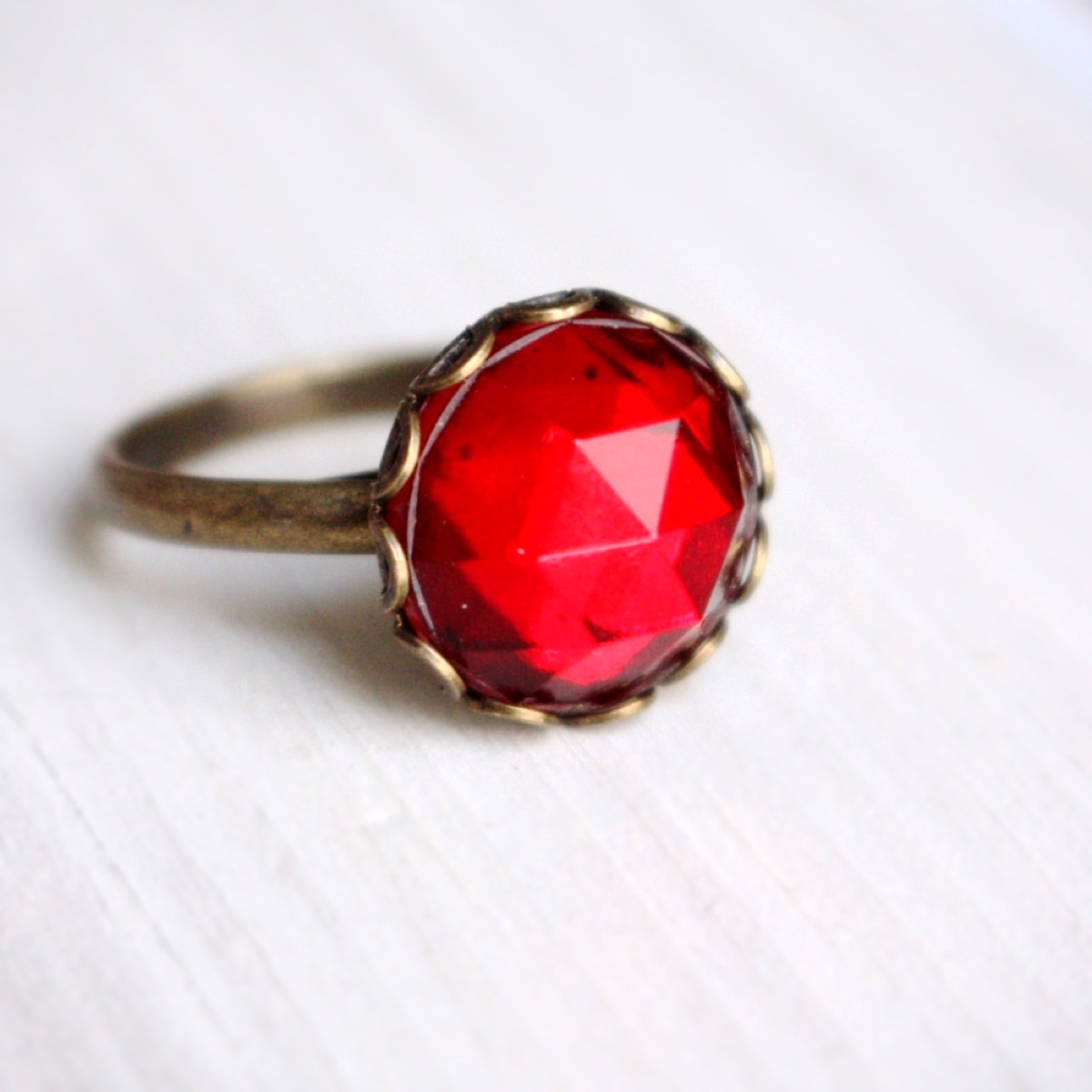  new goods Vintage glass ruby red color. ring free ring free size red gold old beautiful brass old beautiful antique manner Showa Retro 