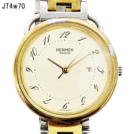 JT4w70 腕時計 HERMES クォーツ 現在不動 破損/腐食 60サイズ_画像1