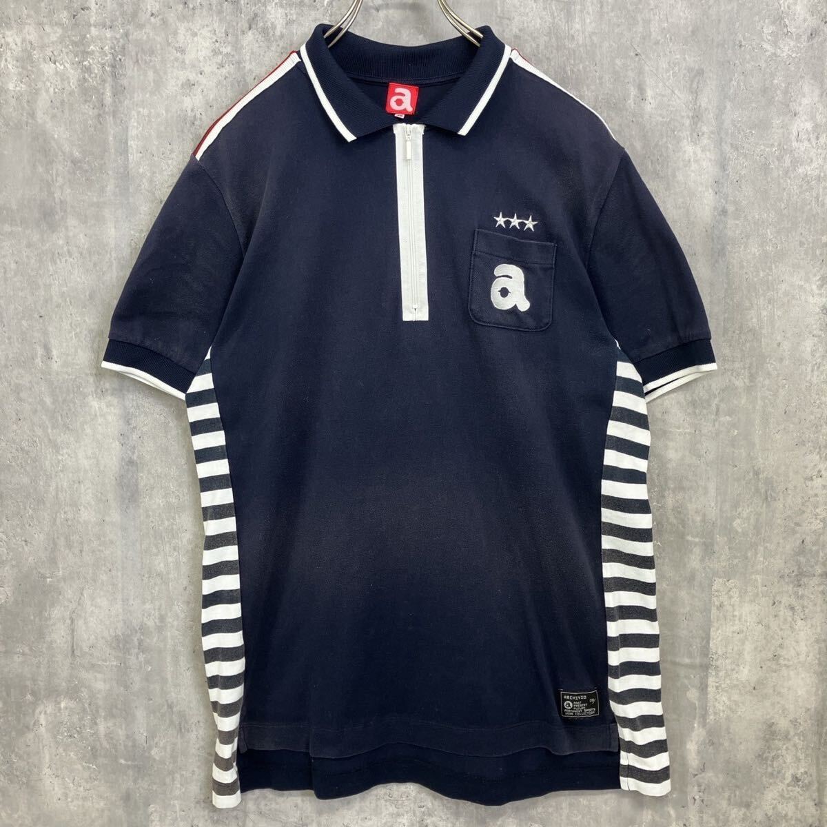 ARCHIVIO ゴルフウェア ポロシャツ ハーフジップ 半袖 薄手 48 1円スタート_画像2