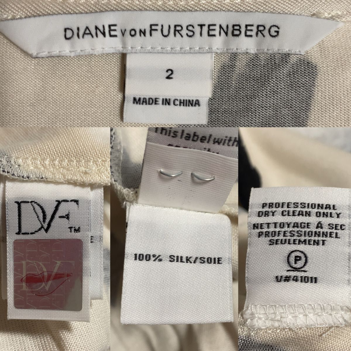 【希望セール実施中♪】美品DIANE von FURSTENBERG ひざ丈ワンピース 総柄 シルクM