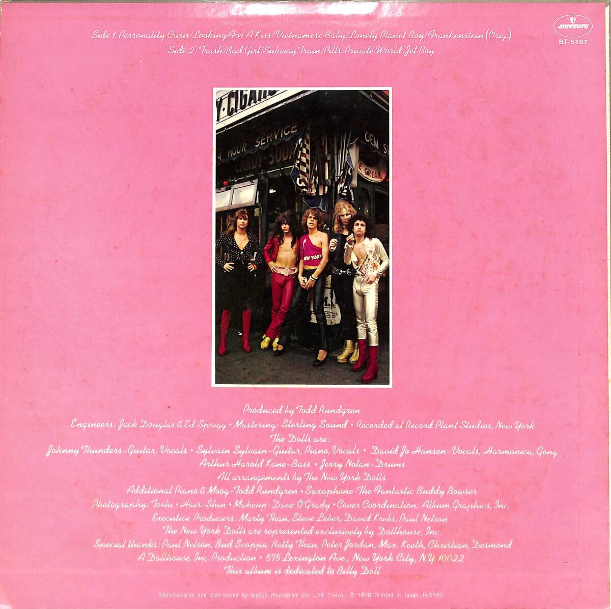 A00592574/LP/ニューヨーク・ドールズ「New York Dolls (1978年・BT-5187・TODD RUNDGRENプロデュース・グラムロック)」_画像2