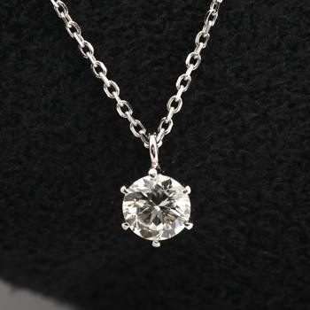 ダイヤモンド ネックレス 一粒 プラチナ 0.6カラット 鑑定書付 0.614ct Dカラー SI1クラス 3EXカット H&C CGL_画像1