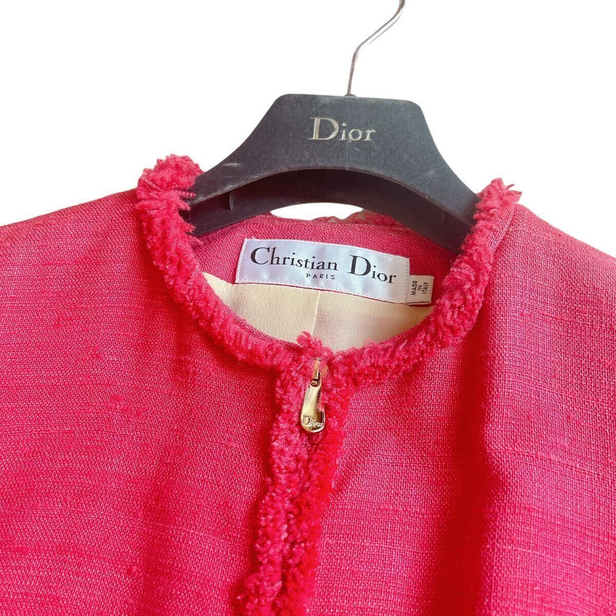 希少*現行タグ*Christian Dior クリスチャンディオール ワンピース セットアップ 高級コットンツイードスーツ ピンク size40 M 国内正規品