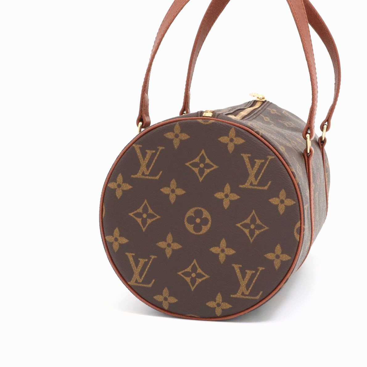 1円 極美品 ルイヴィトン LOUIS VUITTON モノグラム パピヨン30 ハンドバッグ ミニボストン 筒形 ブラウン レディース M51365の画像5