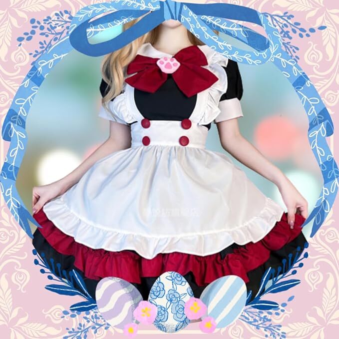  made clothes L 6 point set One-piece apron Katyusha . ribbon knee-high white 1 black 1 cosplay an educational institution festival Lolita photographing . Event party 