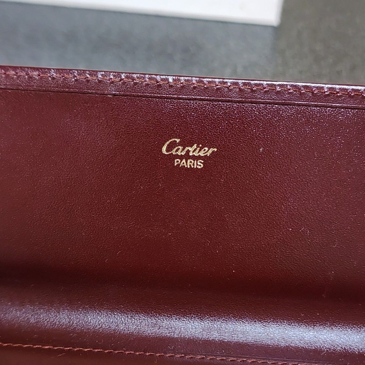 Cartier カルティエ マストライン ロングウォレット 三つ折り 長財布 がま口 レザー ボルドー