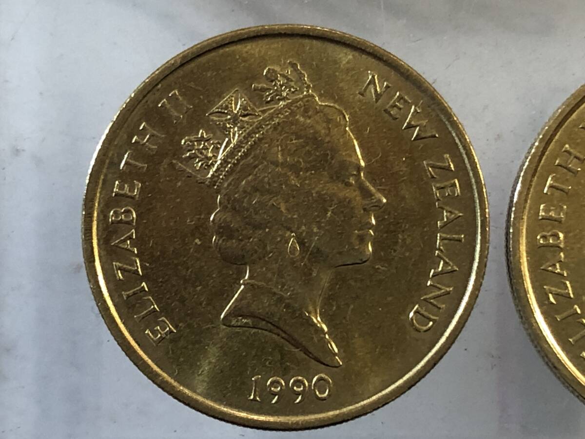 1990年 ニュージーランド 2ドル硬貨 2枚 1円の画像2
