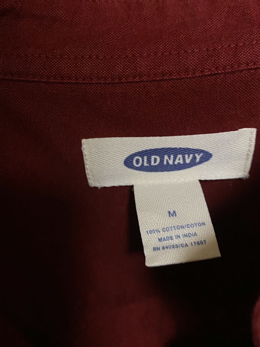 古着 00年代 00s OLD NAVY オールドネイビー 無地 ソリッド コットン ボタンダウン 長袖 シャツ 赤 レッド M XL 大きい ビッグ