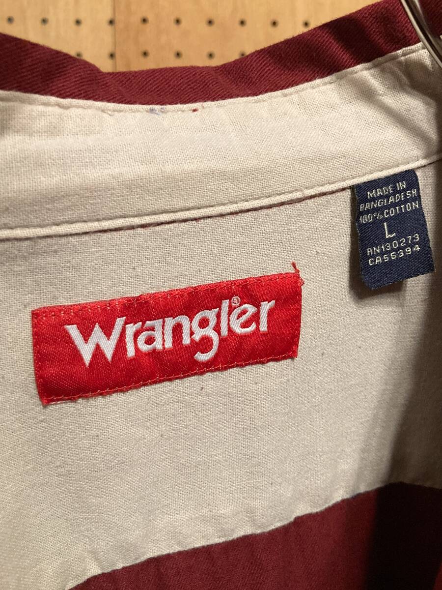 古着 Wrangler ラングラー 長袖 無地 ソリッド プレーン ワーク シャツ コットン レッド 赤 メンズ L 大きいサイズ ビッグサイズ 中古_画像10