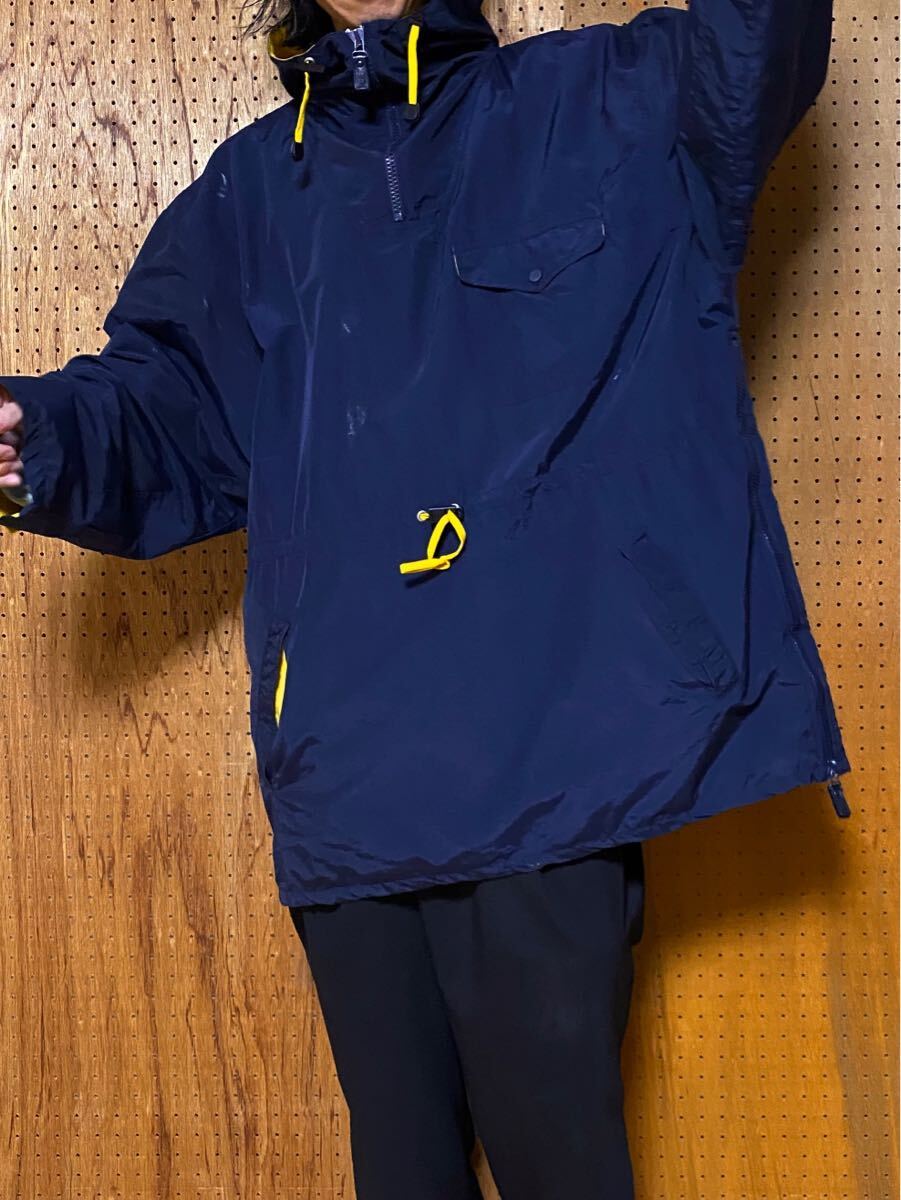 古着 90年代 90s NAUTICA ノーティカ プルオーバー ハーフジップ ナイロン ジャケット サイドジップ 紺 ネイビー XXL 3XL 大きいサイズ_画像9