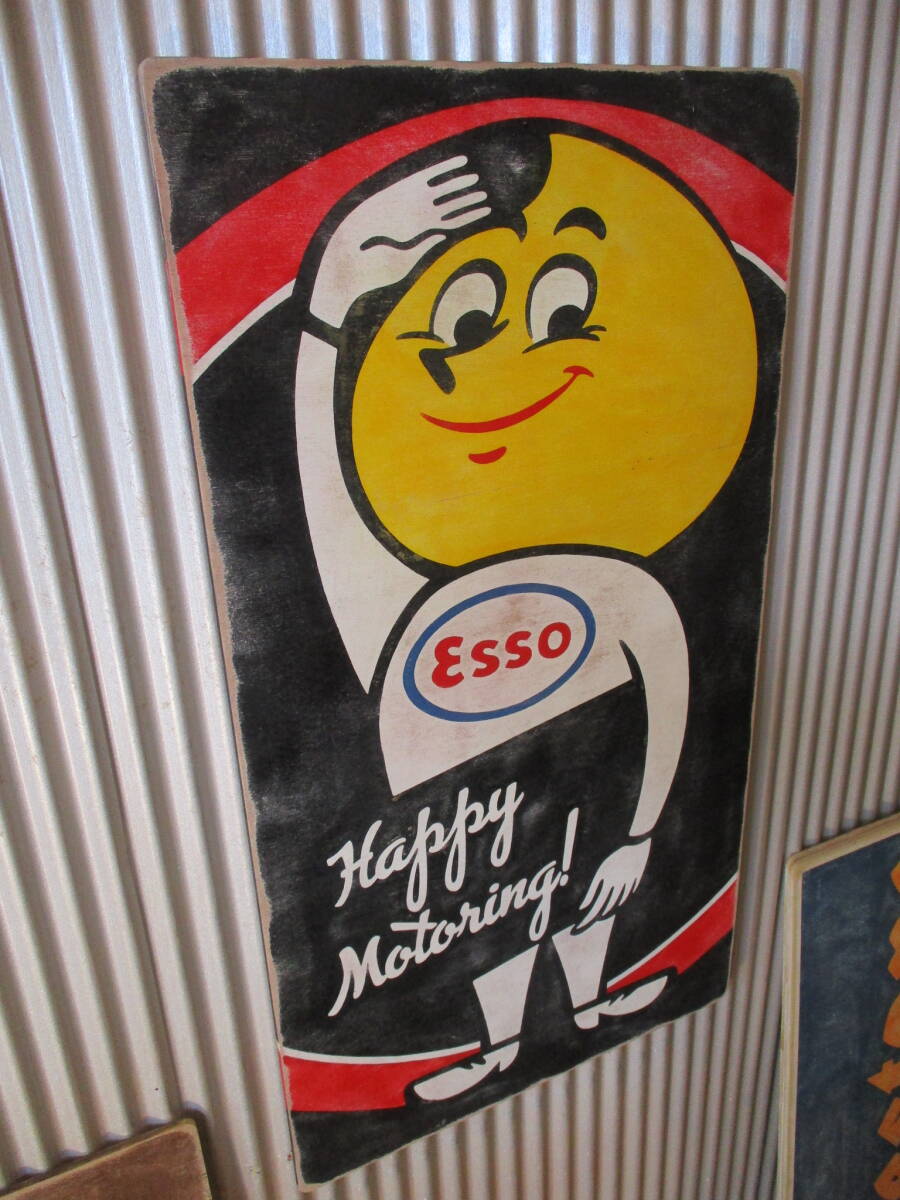 ビンテージサイン木製看板 ESSO BOY検）アドバタイジング企業販促ガレージカスタムアメ車ハーレーダビッドソンUSA50s60s70s80s_画像3