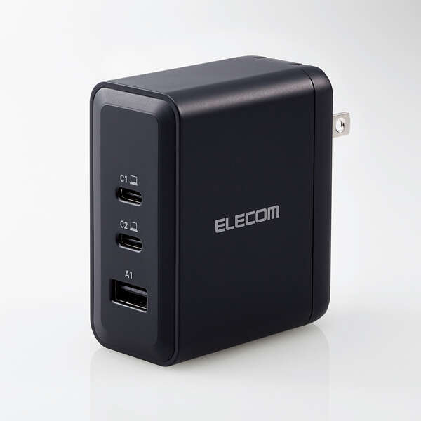 USB AC充電器 最大出力100W USB Power Delivery対応 USB C×2ポート/USB Aポート×1搭載 高出力ながらコンパクトサイズ: ACDC-PD65100BK_画像1