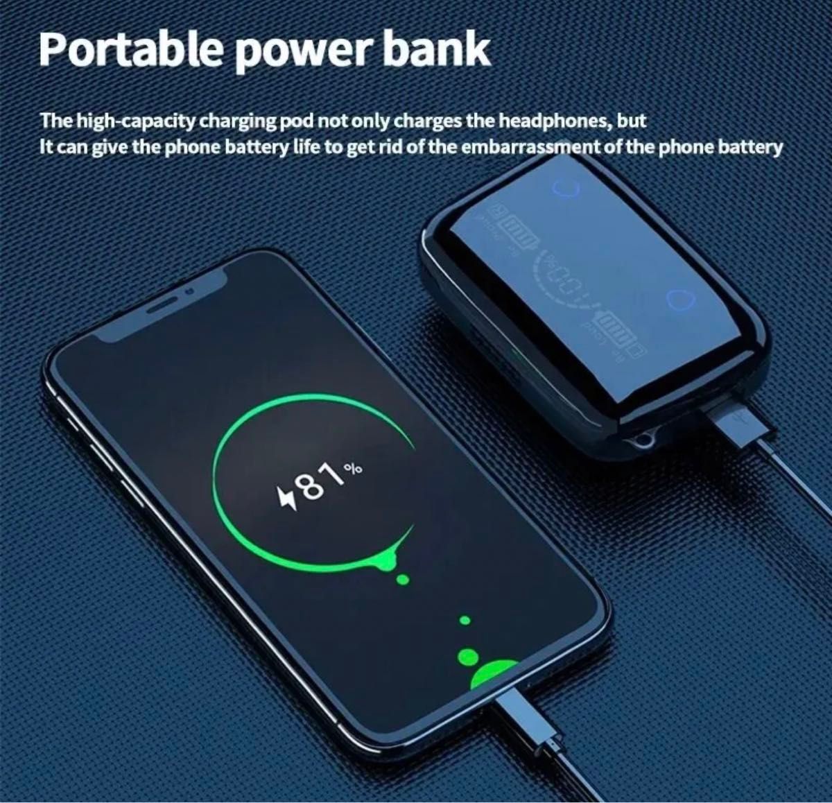 最安値！Bluetooth イヤホン　ワイヤレスヘッドセット　ミニ緊急バッテリー　iPhone &Android兼用可能