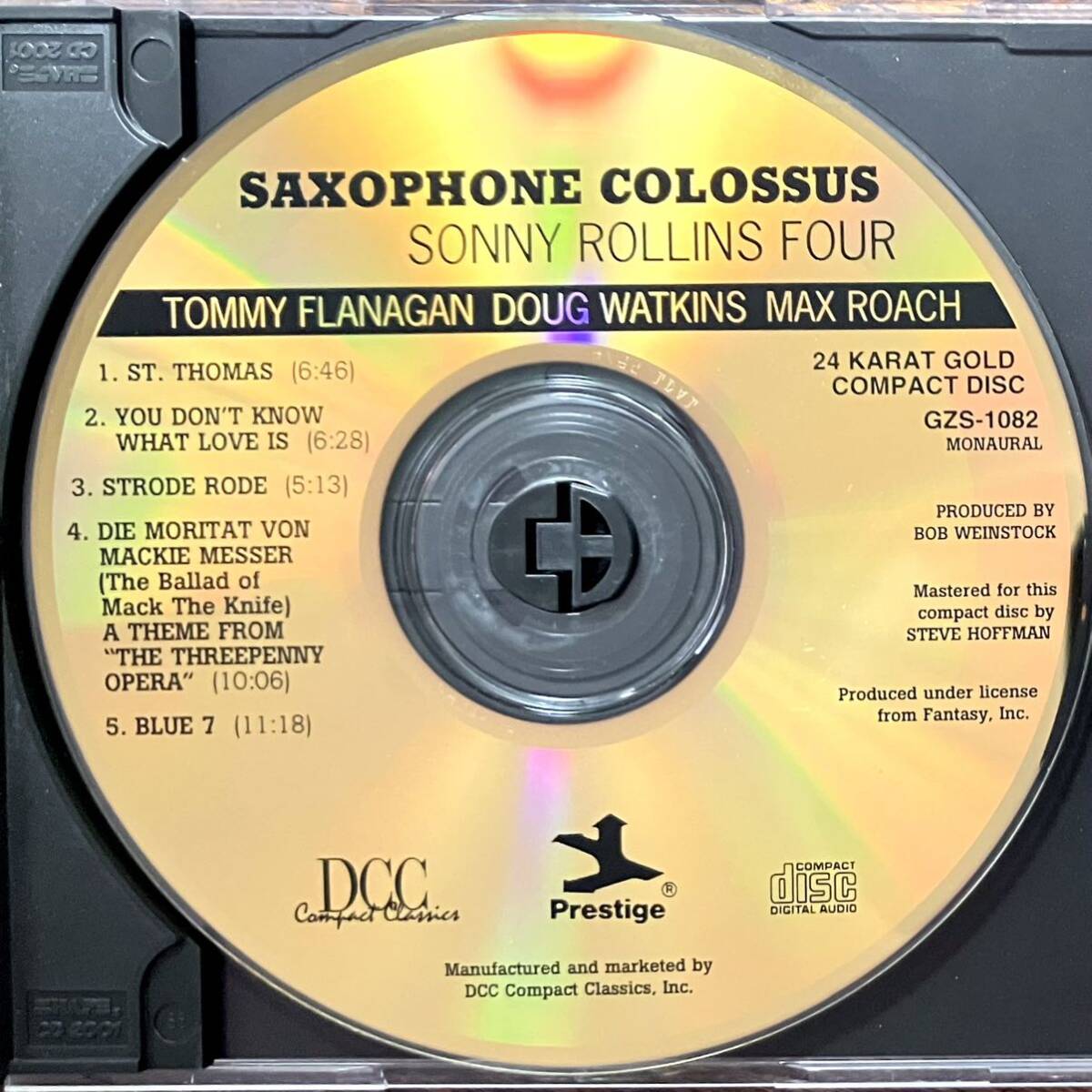 【DCC 24K GOLD CD】SONNY ROLLINS / SAXOPHONE COLOSSUS ソニー・ロリンズ / サキソフォン・コロッサス ゴールドCD GZS-1082の画像2