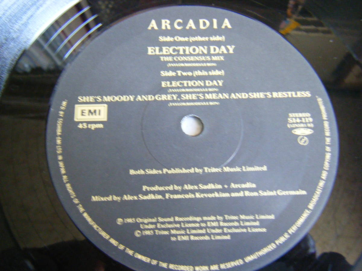 12inch盤　 Arcadia Election Day (The Consensus Mix)（ S14ー119 EMI）_画像5