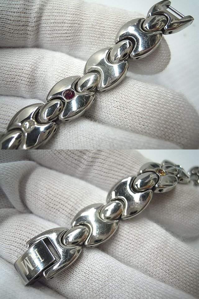 * germanium bracele stainless steel color stone attaching lady's * details unknown used accessory *