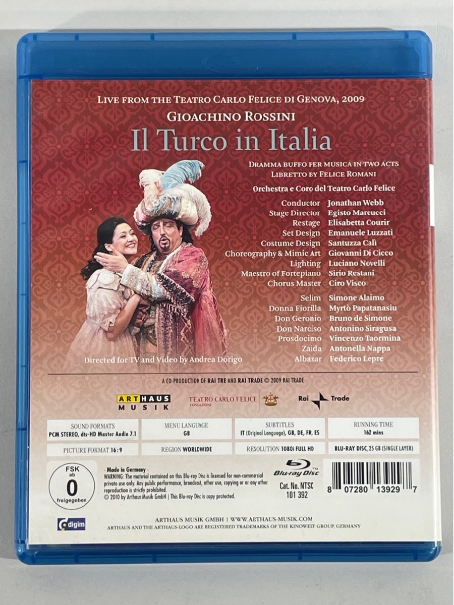 ジョナサン・ウェブ アライモ ロッシーニ 歌劇 イタリアのトルコ人 輸入盤 Blu-ray_画像2
