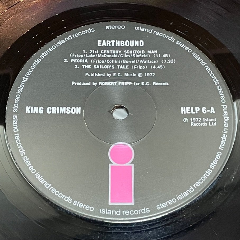 ☆洗浄済 King Crimson キング・クリムゾン Earthbound UK盤 HELP6 LPの画像3