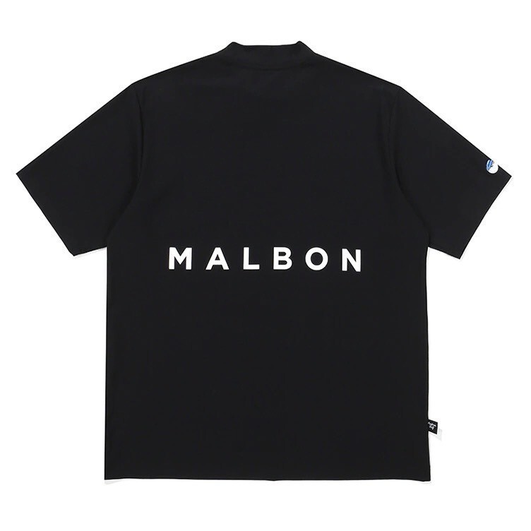 新品 Malbon Golf ゴルフ 半袖モックシャツ ブラック ｌ マルボン メンズの画像1